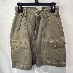 Citro Republic Vintage Olive Green‎ High Waist Pleated Cargo Shorts Size 5-6